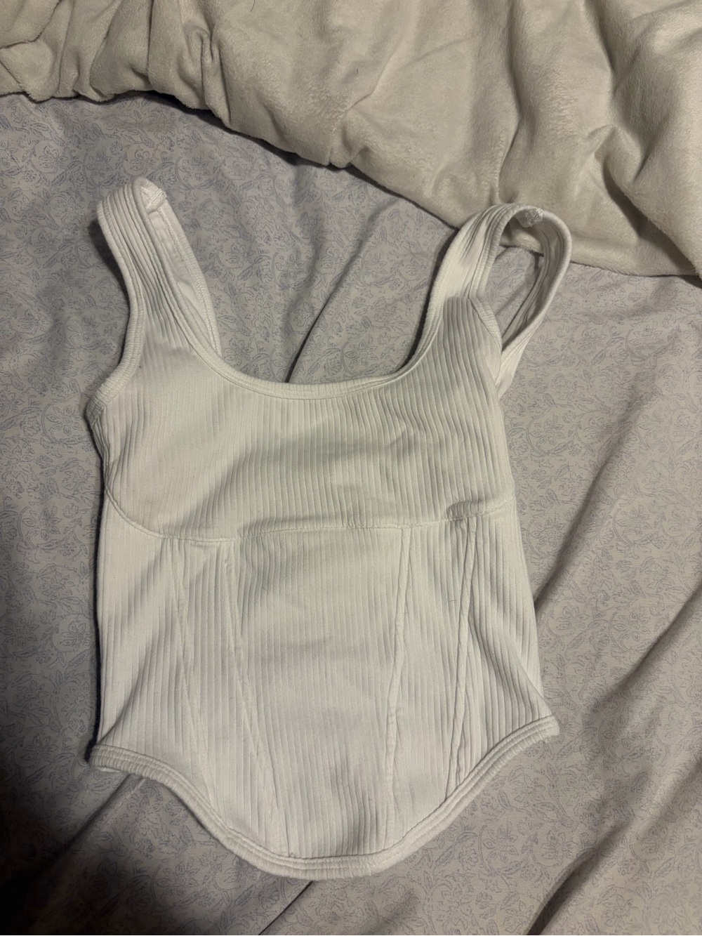 Girls' White Ribbed One-Piece Tank top size small